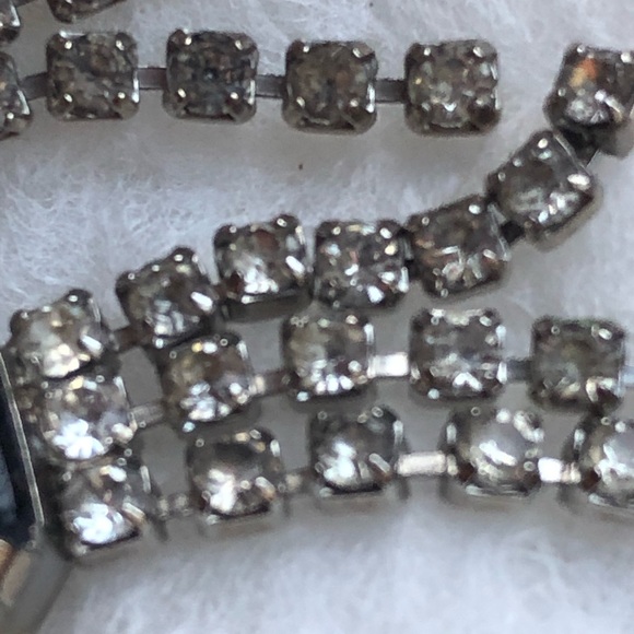 Blue topaz stone & white rhinestone drop earrings - Picture 8 of 8